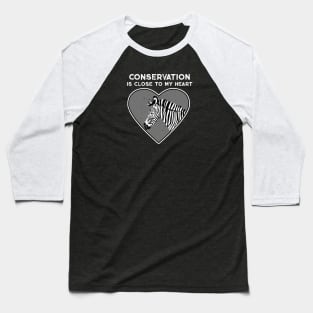 Zebra Conservation Heart Baseball T-Shirt